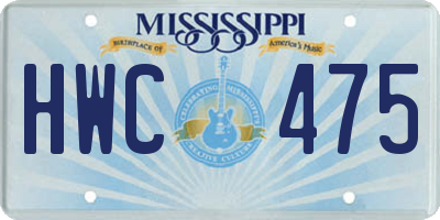 MS license plate HWC475