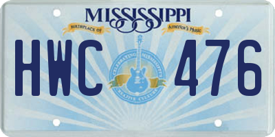 MS license plate HWC476