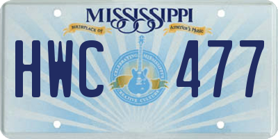 MS license plate HWC477