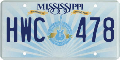 MS license plate HWC478