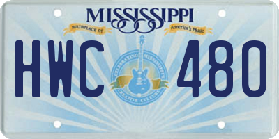 MS license plate HWC480