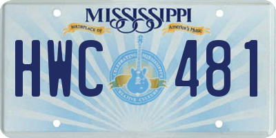 MS license plate HWC481