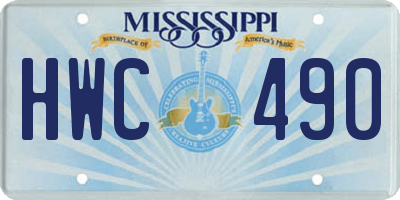 MS license plate HWC490