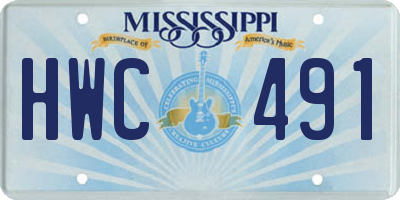 MS license plate HWC491