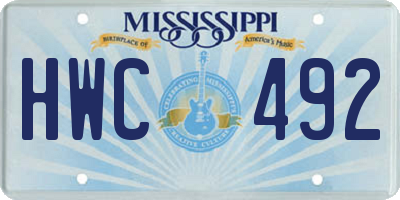 MS license plate HWC492