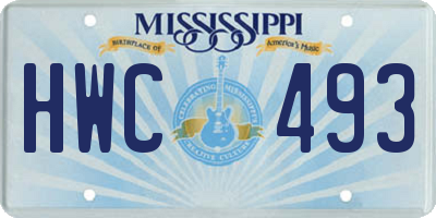 MS license plate HWC493