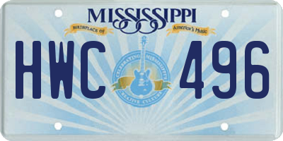 MS license plate HWC496