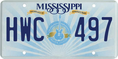 MS license plate HWC497