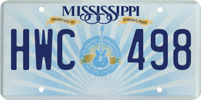 MS license plate HWC498