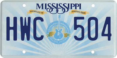 MS license plate HWC504