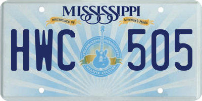 MS license plate HWC505