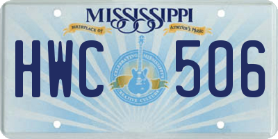 MS license plate HWC506