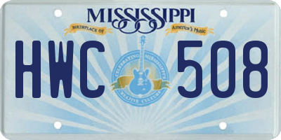 MS license plate HWC508
