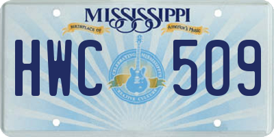 MS license plate HWC509