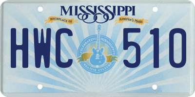 MS license plate HWC510