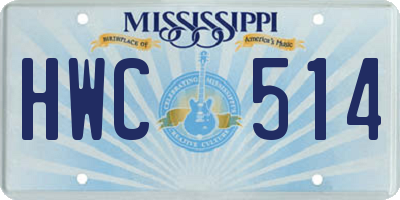 MS license plate HWC514