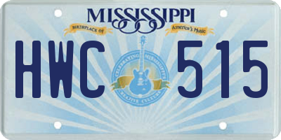 MS license plate HWC515