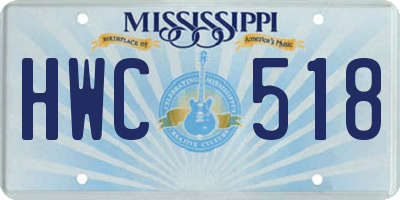MS license plate HWC518