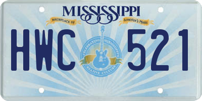MS license plate HWC521