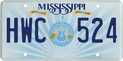 MS license plate HWC524