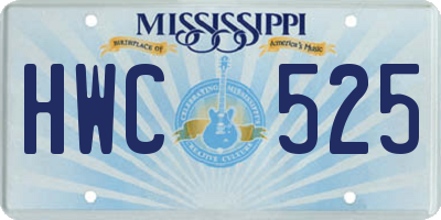 MS license plate HWC525