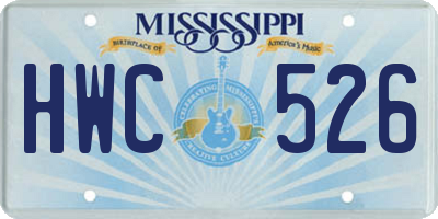 MS license plate HWC526