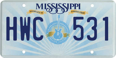 MS license plate HWC531