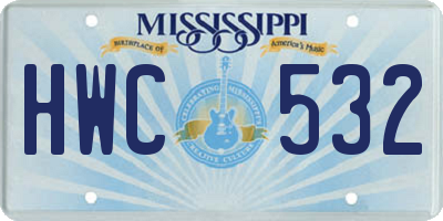 MS license plate HWC532