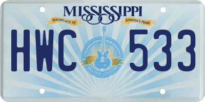 MS license plate HWC533