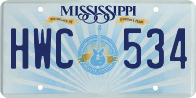 MS license plate HWC534