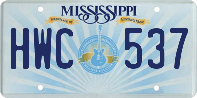 MS license plate HWC537