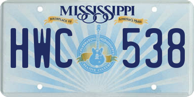 MS license plate HWC538