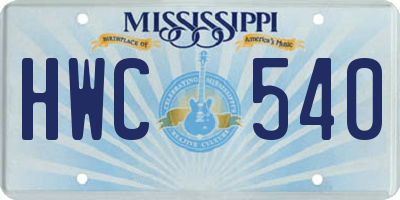 MS license plate HWC540