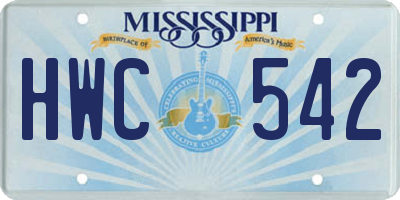 MS license plate HWC542