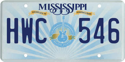 MS license plate HWC546