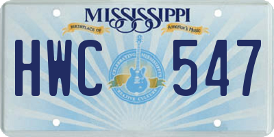 MS license plate HWC547