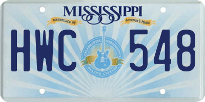 MS license plate HWC548