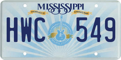 MS license plate HWC549