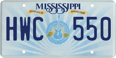 MS license plate HWC550