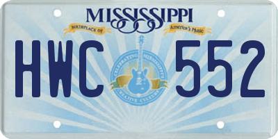 MS license plate HWC552