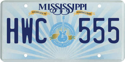 MS license plate HWC555