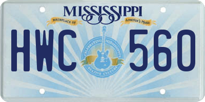 MS license plate HWC560