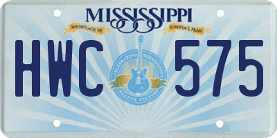 MS license plate HWC575