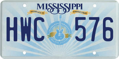 MS license plate HWC576