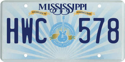 MS license plate HWC578