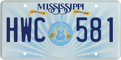 MS license plate HWC581