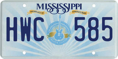 MS license plate HWC585