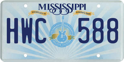 MS license plate HWC588