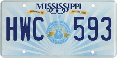 MS license plate HWC593