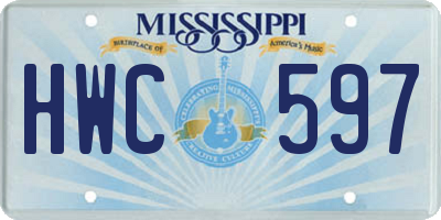 MS license plate HWC597